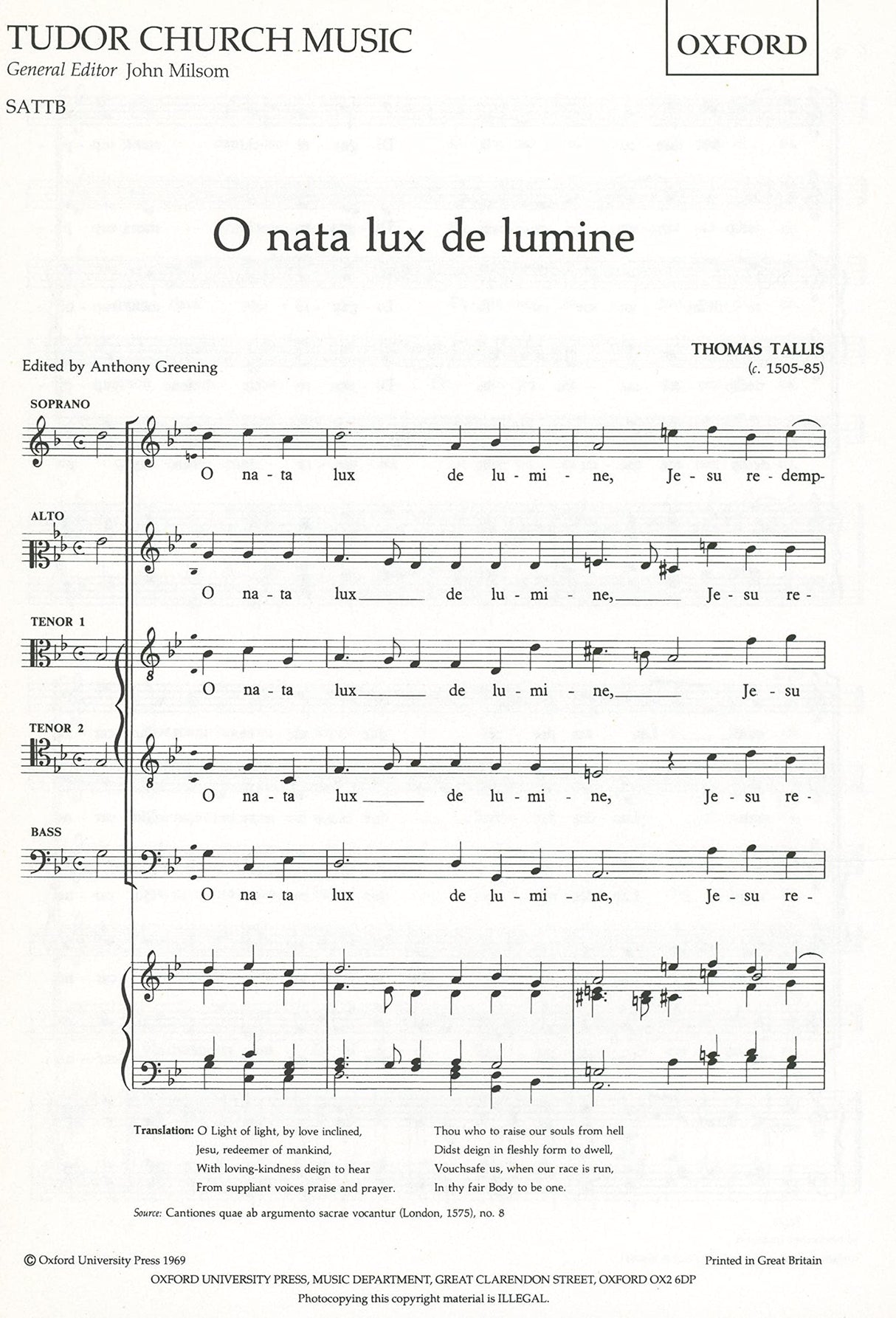 Tallis: O nata lux de lumine