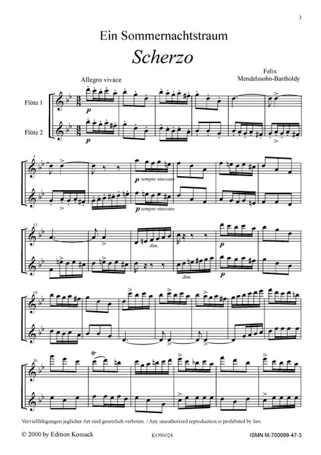 Mendelssohn: Scherzo from A Midsummer Night's Dream (arr. for 2 flutes)