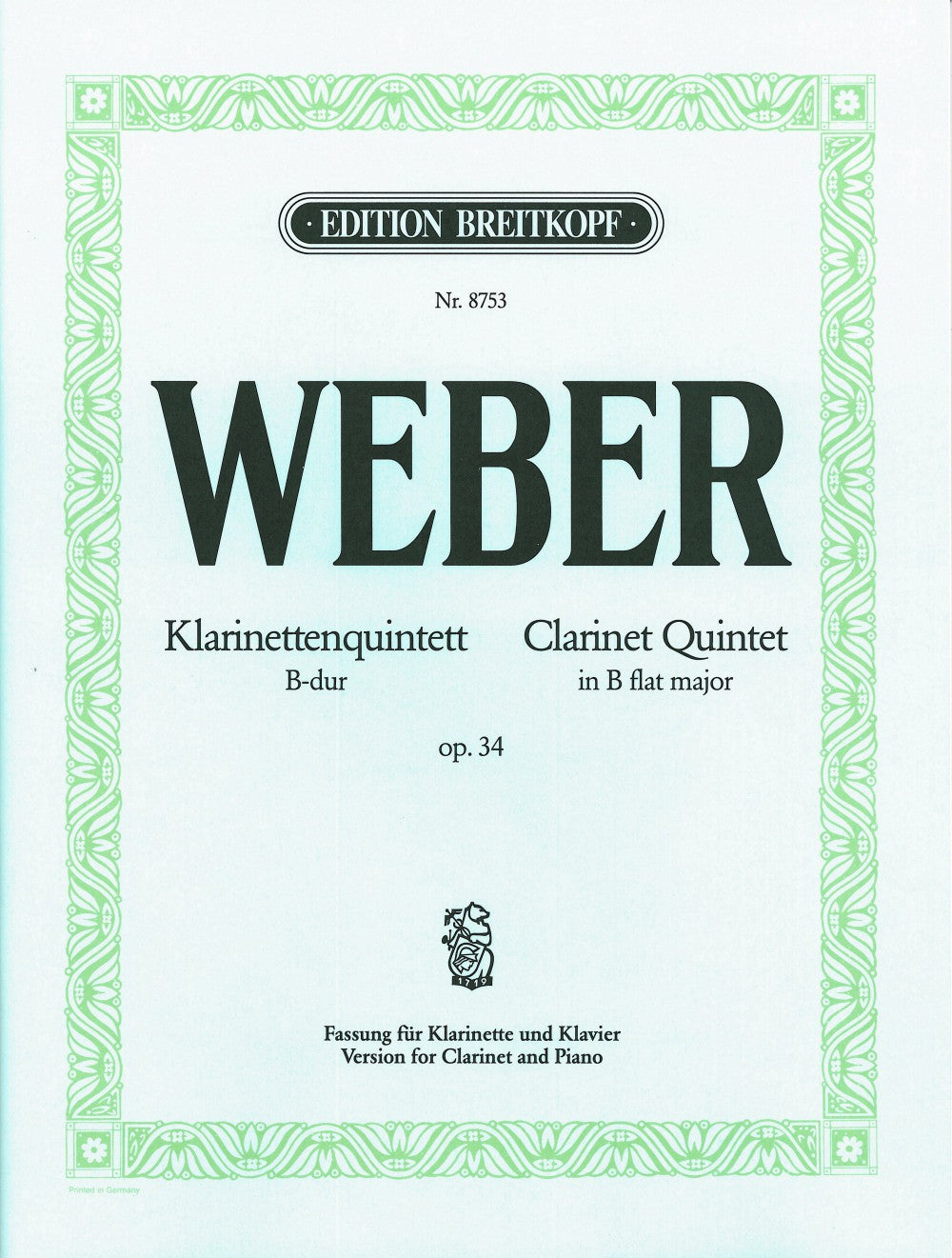 Weber: Clarinet Quintet in B-flat Major, Op. 34