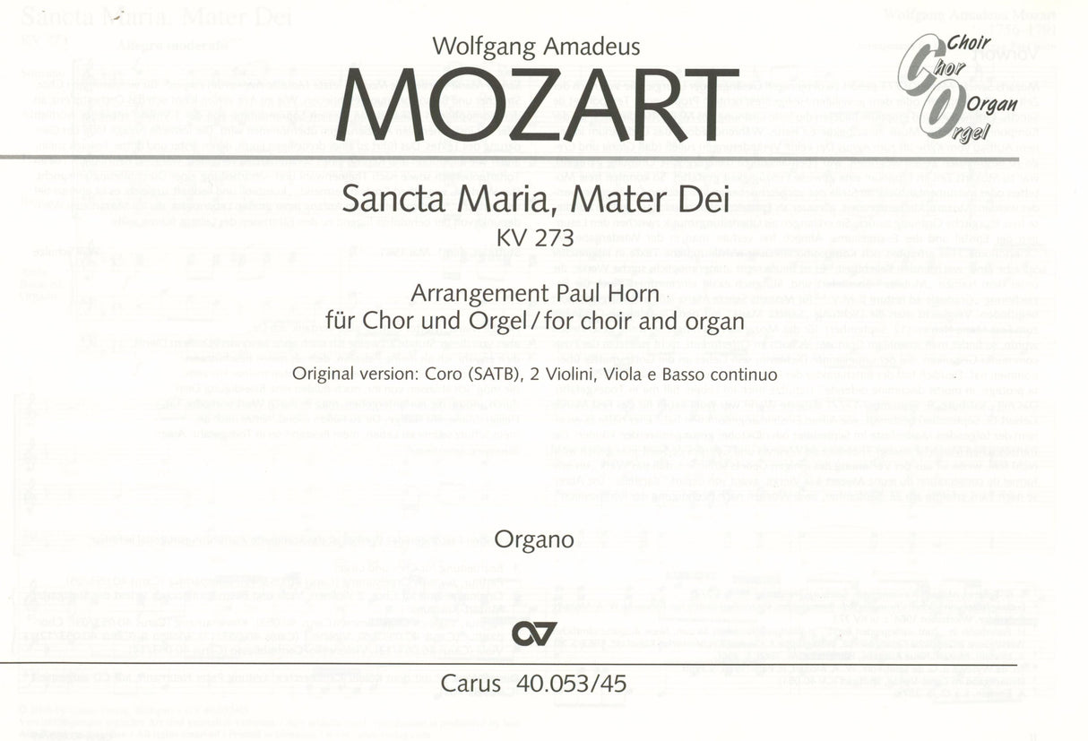 Mozart: Sancta Maria Mater Dei, K. 273