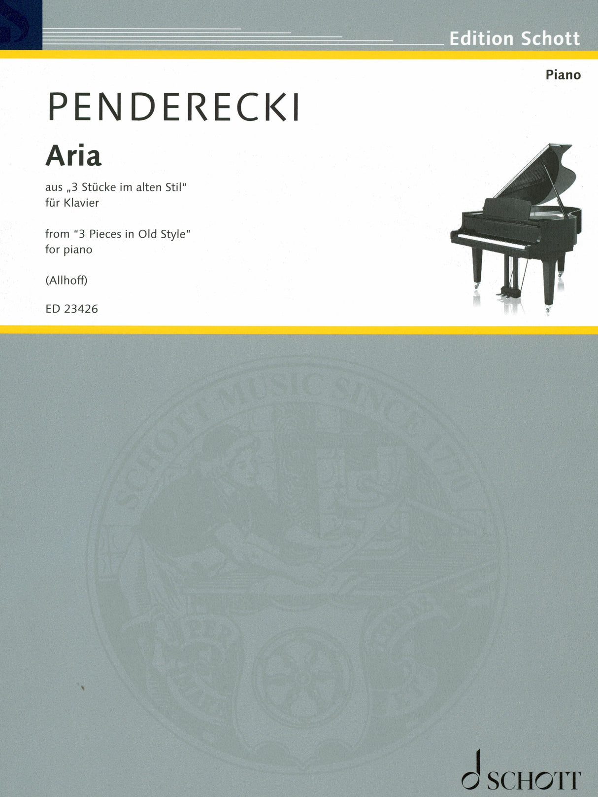 Penderecki: Aria from "3 Pieces in Old Style" (arr. for piano)