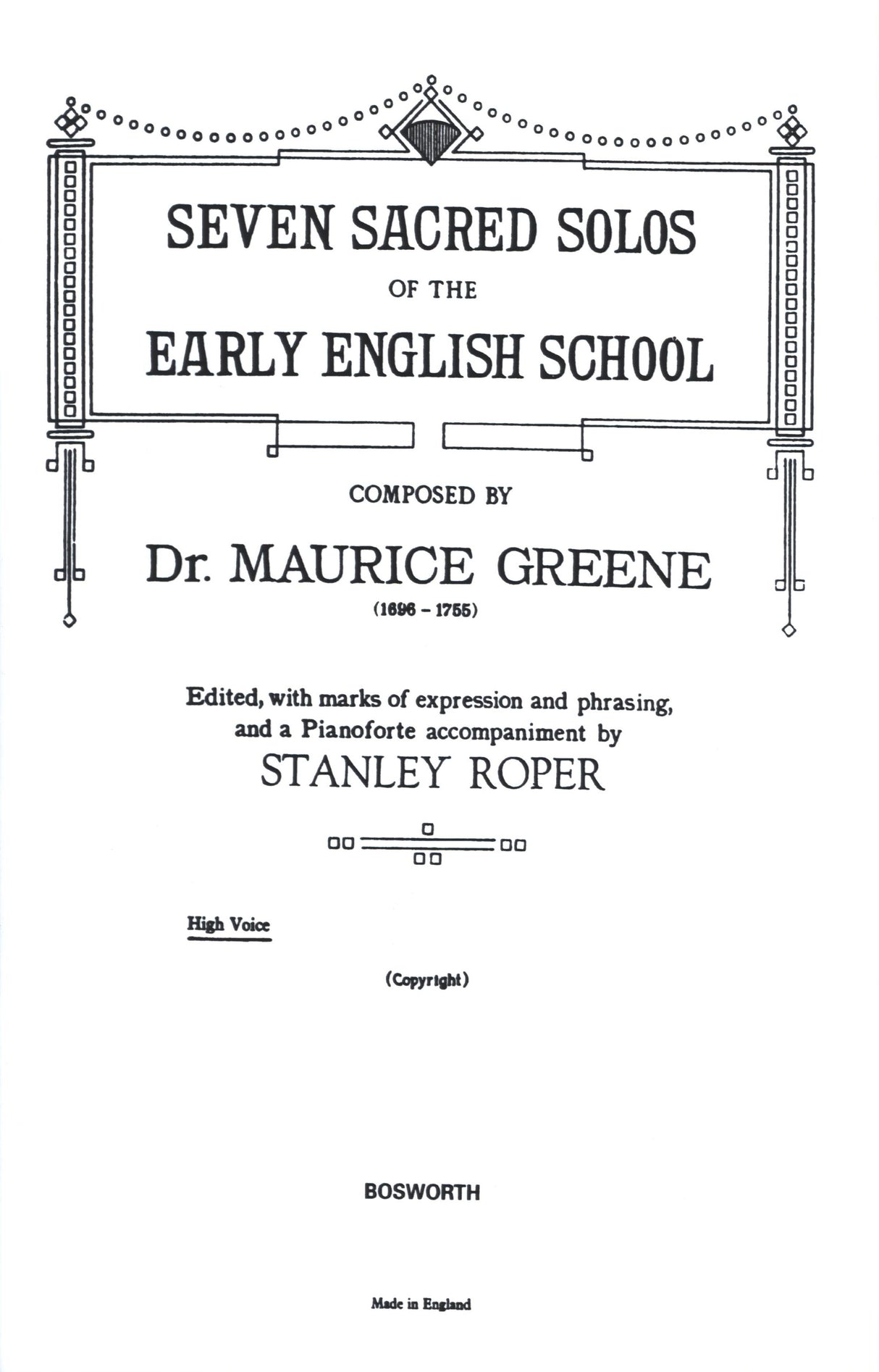 Greene: Seven Sacred Solos of the Early English School