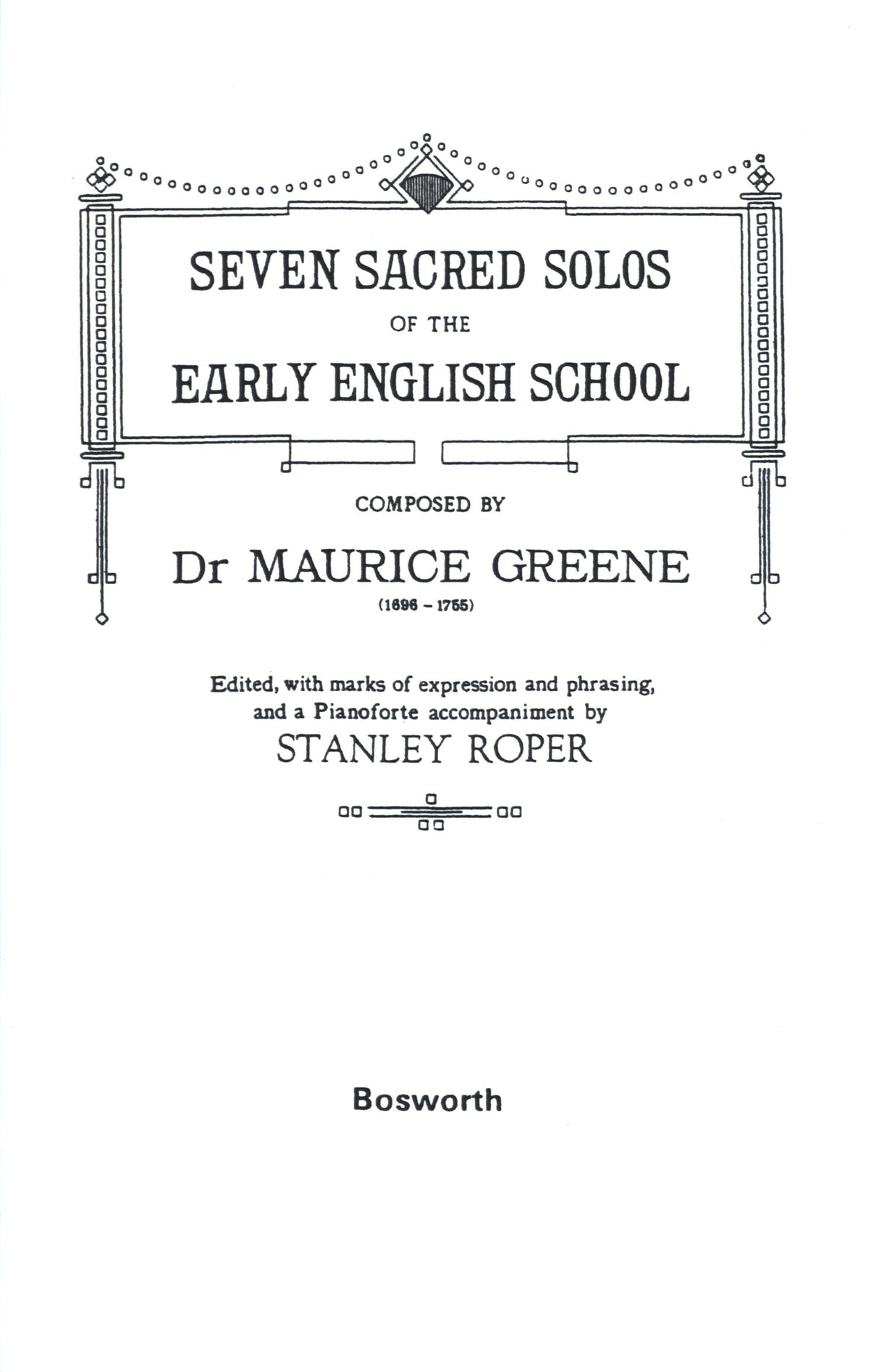 Greene: Seven Sacred Solos of the Early English School