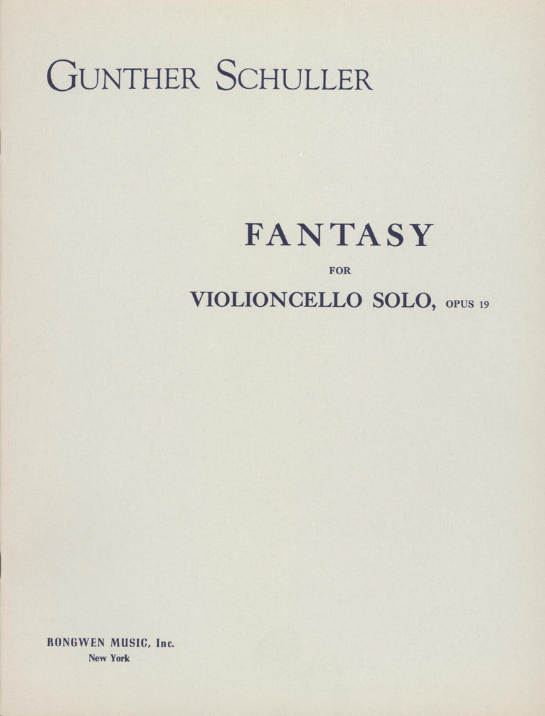 Schuller: Fantasy for Solo Cello, Op. 19 - Ficks Music