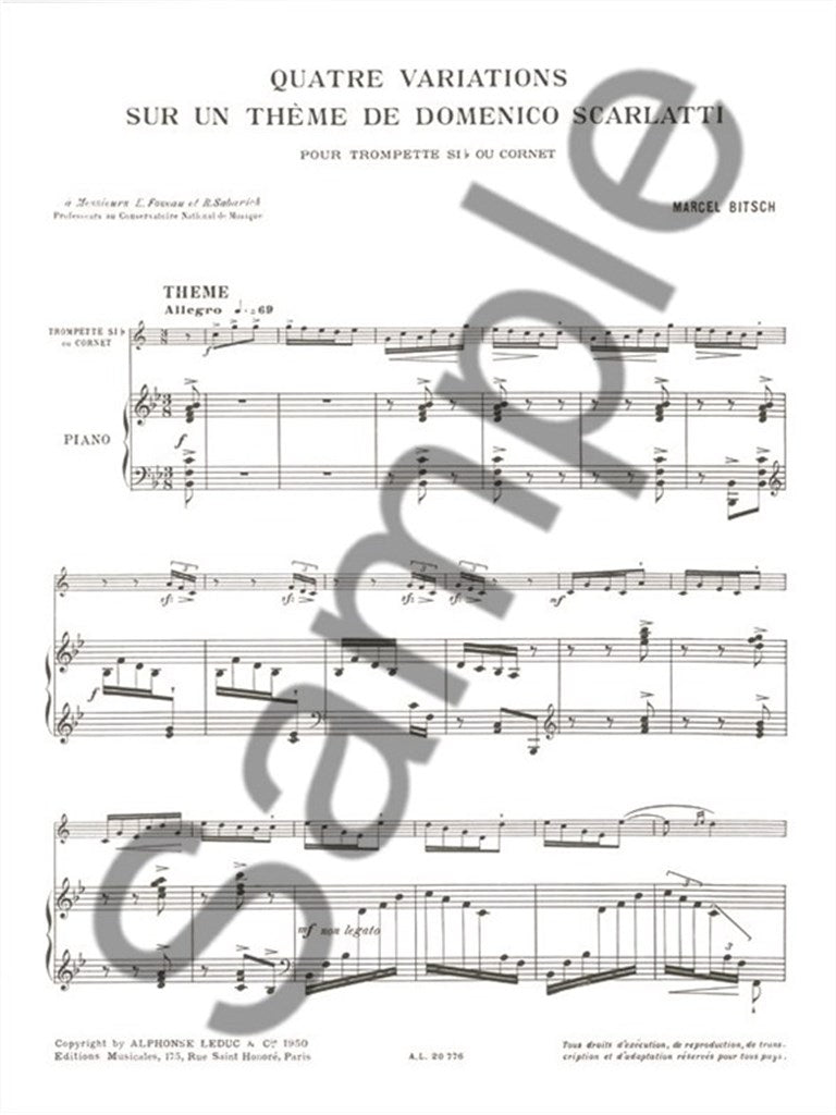 Variations Sur Une Chanson Francaise de Marcel Bitsch » Partitions pour cor