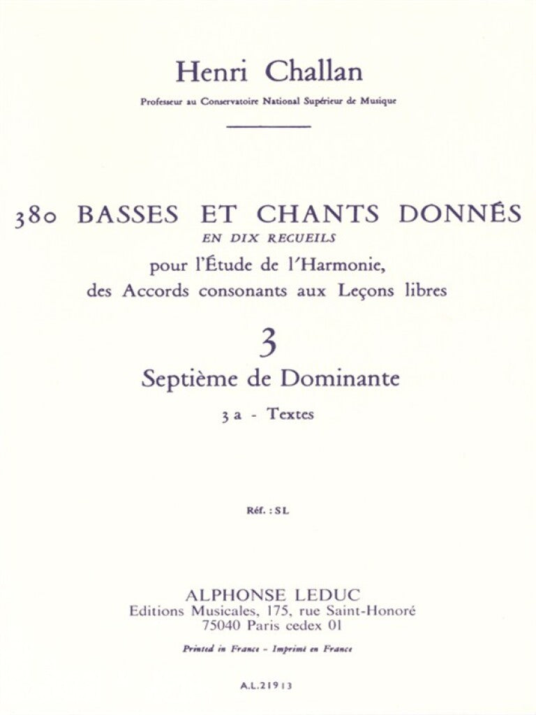 Challan: Basses et Chants Donnés - 3a (Septiéme de dominante)