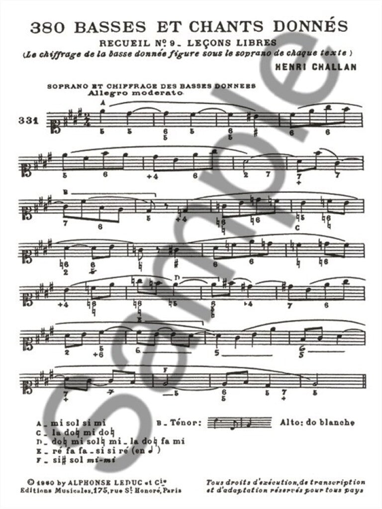 Challan: Basses et Chants Donnés - 9b (Basses sur l'ensemble des notes étrangères)