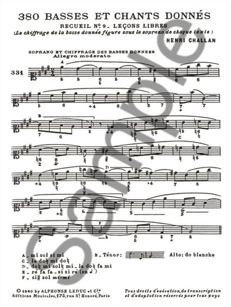 Challan: Basses et Chants Donnés - 9b (Basses sur l'ensemble des notes étrangères)