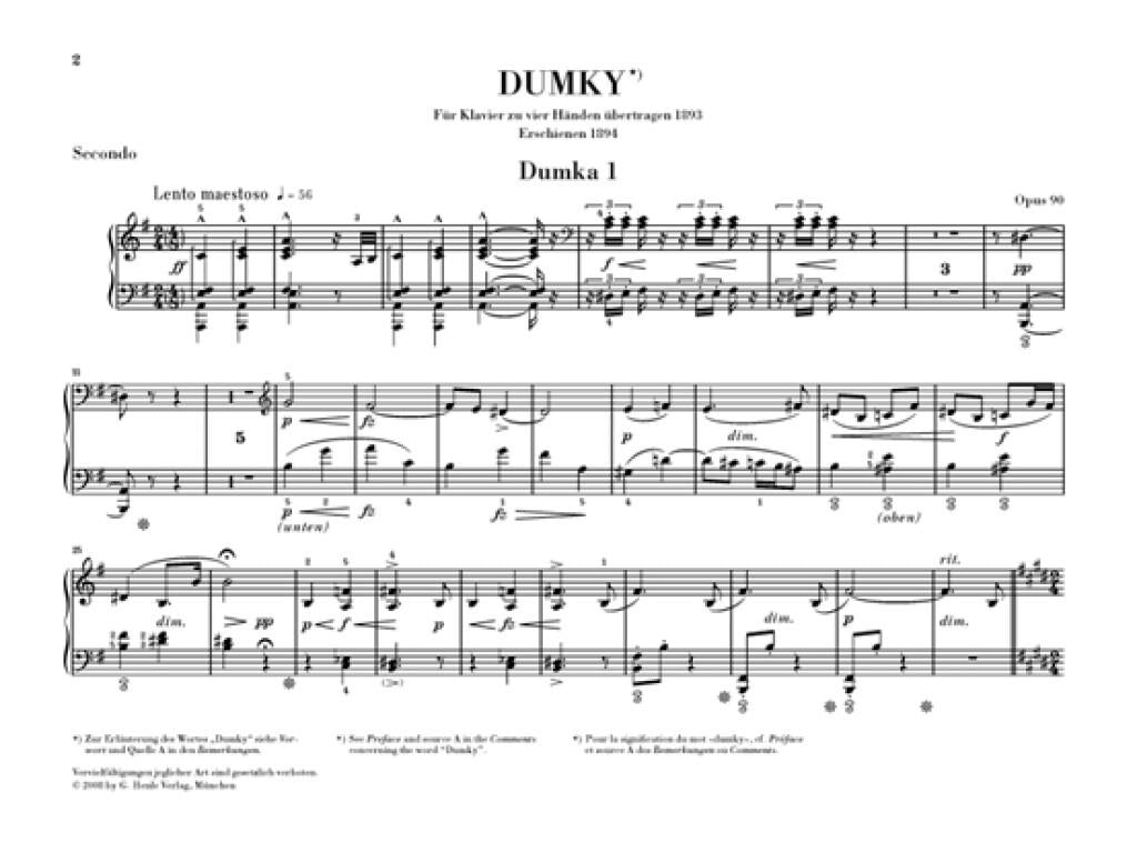 Dvořák: Dumky Piano Trio, Op. 90 (1 Piano, 4 Hands)