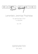 Krenek: Lamentatio Jeremiae Prophetae, Op. 93