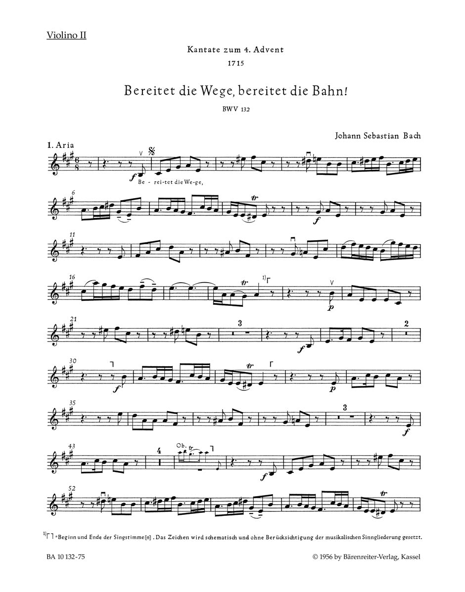 Bach: Bereitet die Wege, bereitet die Bahn, BWV 132