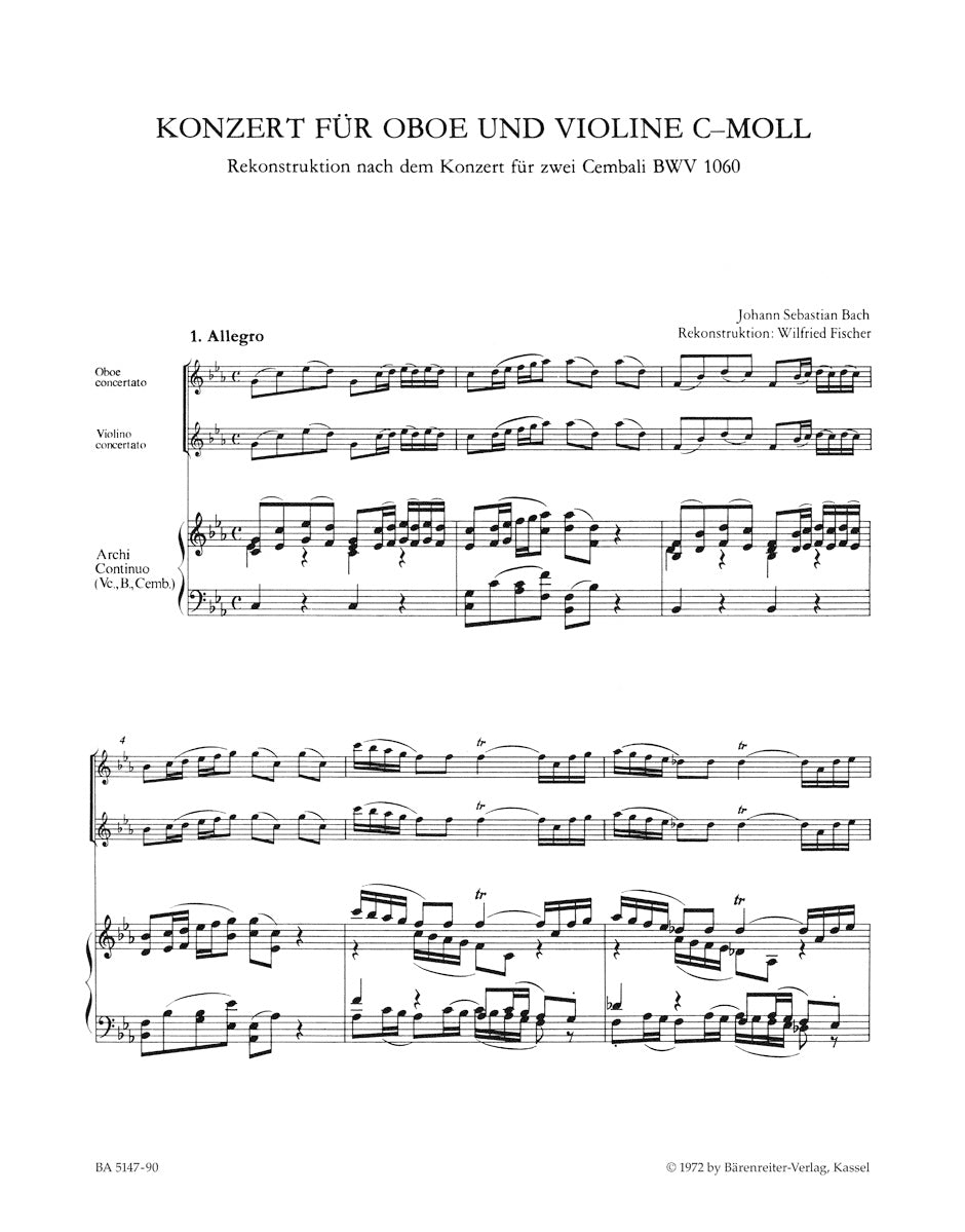 Bach: Concerto for Oboe, Violin, Strings and Basso continuo in C Minor