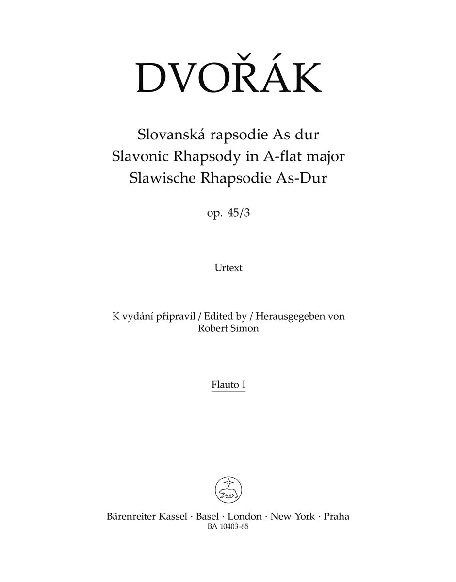 Dvořák: Slavonic Rhapsody in A-flat Major, B. 86, Op. 45, No. 3