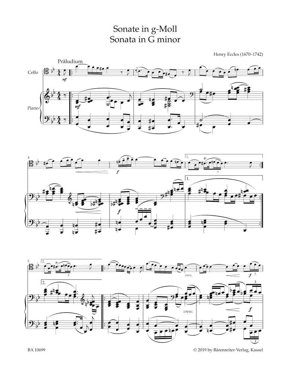 Sonata (For E Flat Alto Saxophone and Piano). By Henry Eccles