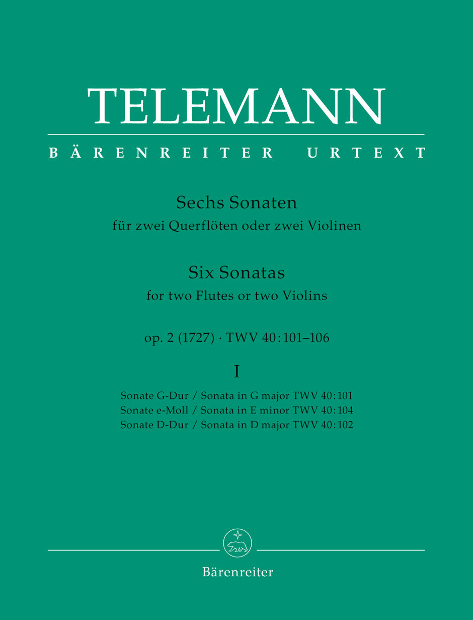 Telemann: Sonatas for Two Flutes or Two Violins, Op. 2, TWV 40:101, 102, 104