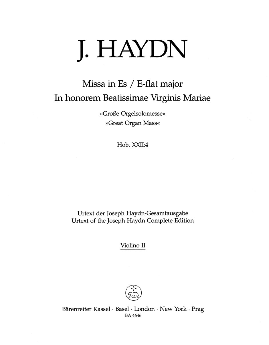 Haydn: Missa in honorem BVM in E-flat Major, Hob. XXII:4 - Ficks Music