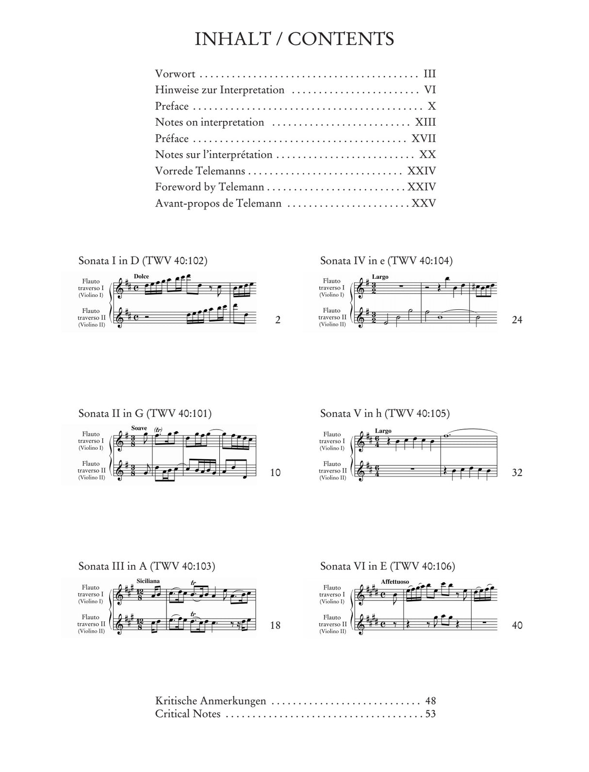 Telemann: 6 Sonatas for 2 Flutes (or Violins), Op. 2